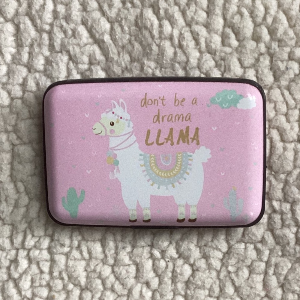 Don’t Be A Drama Llama Pink Aluminum Wallet, NWT